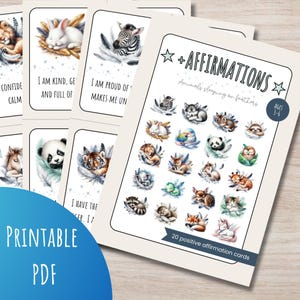Positive Affirmationskarten – Tiere | Achtsamkeitskarten für Kinder | Positive Zitate PDF | Sofort-Download | Druckbar A4