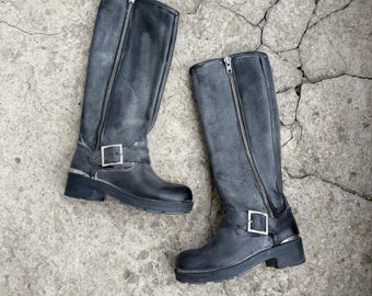 A.S.98 Archive Avant Garde Gray Belts Glitter Leather Boots 41