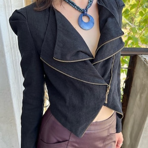 Asymmetrical Linen Blazer: Avant Garde Rick Owens Style - Size S