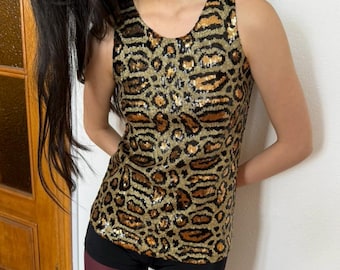 DOLCE&GABBANA レオパード　ヒョウ柄　カットソー　ストレッチ　y2k Y2k Vintage Dolce Gabbana Leopard Mesh Top, D&G Animal Print T