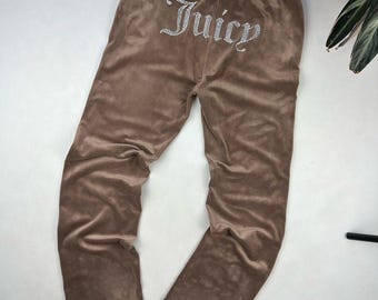 Pantalones de terciopelo Juicy Couture Y2K: Joggers marrones de tiro bajo - Talla M