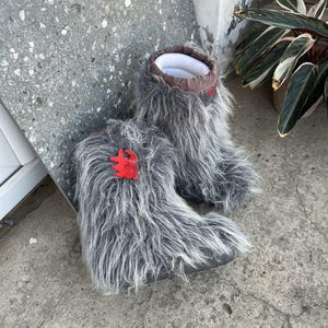 Vintage Y2K Faux Fur Platform Boots | Avantgarde Winter Shoes