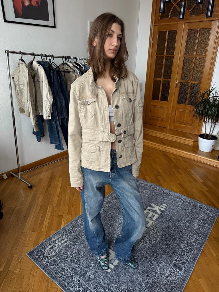 Veste utilitaire an 2000 convertible XL, vêtements de travail militaires convertibles, beige streetwear core oversize années 2000