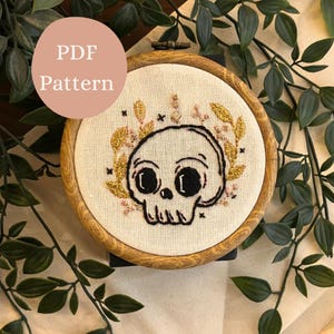 Witchy Skull Embroidery Pattern | Modern DIY Craft (Digital Download)