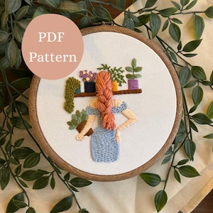 3D Hair Embroidery Pattern: Modern Plant Lover DIY Decor (PDF Pattern)