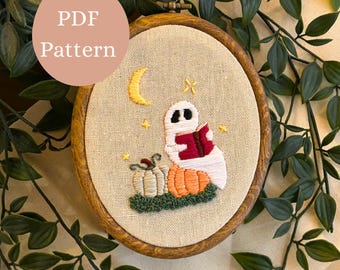 Spooky Ghost Embroidery Pattern: Beginner Halloween DIY Craft (PDF Pattern)