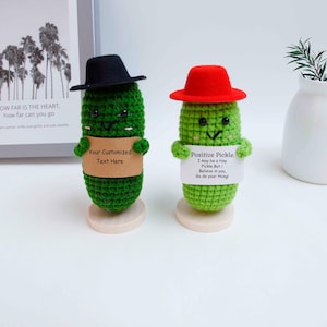 Personalized Pickle Gift,Crochet Positive Pickle gift set,Cute Handmade Crochet Pickle,Emotional support crochet,Crochet Positive set