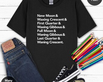 The Moon Kid | Moon Shirt, Moon Tee, Phases of the Moon, Celestial, Gifts for Astronomers, Gifts for Star Gazers, Golden Moon Shirt, Moon T