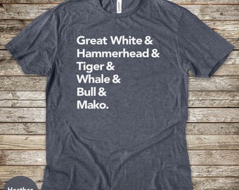 Os Tubarões | Camiseta para Amantes de Tubarões, Tubarão-martelo, Tubarão-branco, Semana do Tubarão, Tubarão-baleia, Presente de Biologia Marinha, Presente de Tubarão, Camiseta de Tubarão