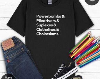 The Wrestler Kid | Wrestling Moves, Powerbombs, Piledrivers, Suplex, Chokeslam, WWE, Wrestling Shirt, Gift for Wrestling Fan, Gifts for Him