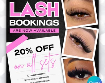 Editable Lash Booking Flyer Template, Lash Extension, Beauty Promotion (Digital Download)