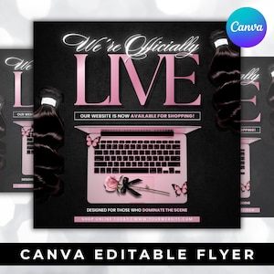New Website Flyer, Coming Soon Social Media Makeup Hair Lash Tech Nails Braids Template, Business Launching Site Flyer, DIY Canva Template image 2