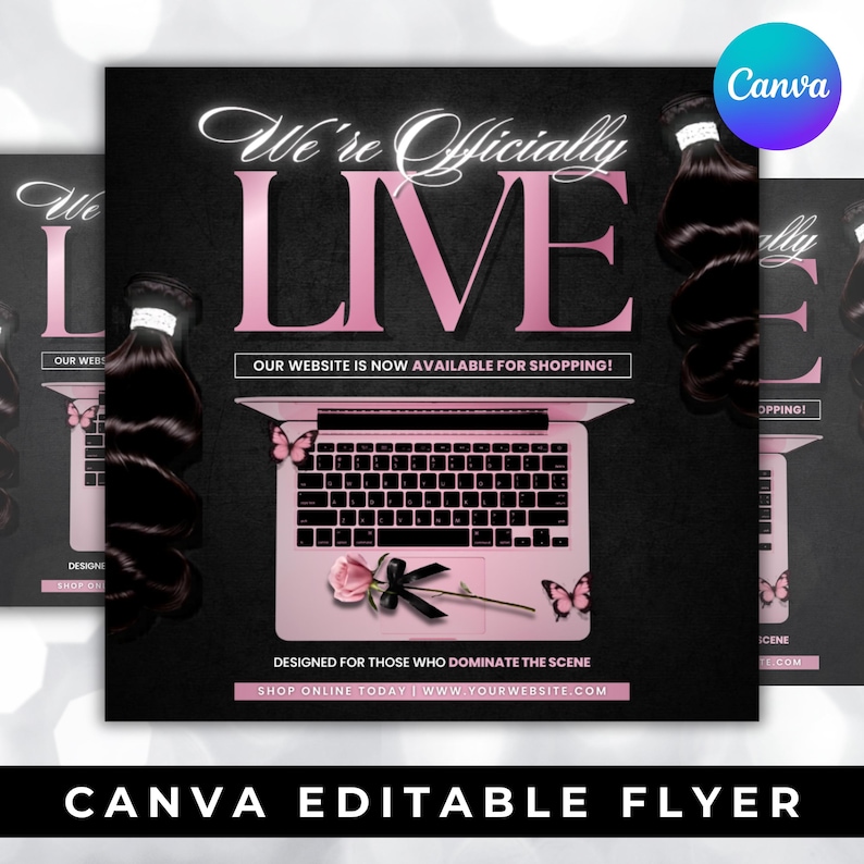 New Website Flyer, Coming Soon Social Media Makeup Hair Lash Tech Nails Braids Template, Business Launching Site Flyer, DIY Canva Template image 2