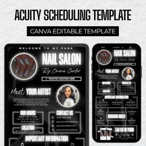 Nail Tech Acuity Scheduling Template – Canva Editable Website