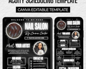 Nail Tech Acuity Scheduling Template, Nail Booking Site, Nail Tech Website, DIY Canva Instagram Post Templates for Nail Salon & Artists