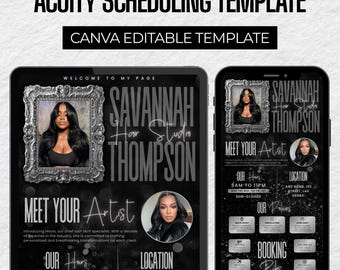 DIY Acuity Site ,Acuity Scheduling Template Hair black and white , Canva Template, Hair Artist Business Website, Hairstylist Acuity Template