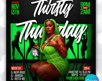 Saturday Night Party Flyer Template, Club DJ Event Flyer, Happy Hour, DIY Canva Editable Social Media Flyer Design, Night Club Event Invite