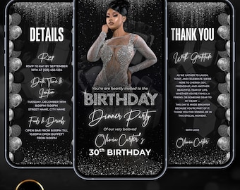 Animated Birthday Dinner Invitation: Editable Canva Template (Digital Download)