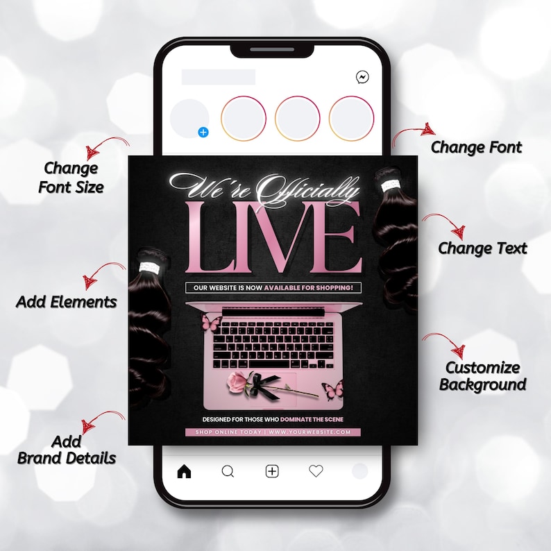 New Website Flyer, Coming Soon Social Media Makeup Hair Lash Tech Nails Braids Template, Business Launching Site Flyer, DIY Canva Template image 3