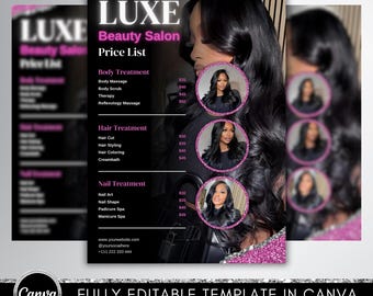 Editable Price List Template Canva: Salon Pricing Guide (Digital Download)