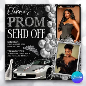 Prom Send Off Invitation Flyer: Editable Canva Template (Instant Download)