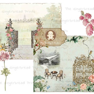 Kit di diario a tema Il mio bellissimo giardino Adesivi stampabili Fogli di collage Ephemera Carte per Scrapbooking Diario spazzatura TheGingerbreadPrints