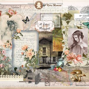 Thema Retro Moment Journal Kit Digital druckbare Karten Briefmarken Aufkleber Landschaft Papiere für Scrapbooking Junk Journal TheGingerbreadPrints