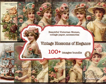 100 + Vintage Blossoms of Elegance  Image Bundle Printable Kit  Junk Journal Scrapbooking Bullet Journal TheGingerbreadPrints