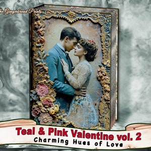 Teal & Pink Romance vol.2 - Kit digitale Charming Hues of Love Junk Journal Download istantaneo TheGingerbreadPrints