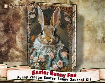 Easter Bunny Fun - Funny Vintage Easter Bunny Junk Journal digital kit Instant download TheGingerbreadPrints