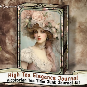 Kit stampabile del diario dell'eleganza del tè del momento Download istantaneo dell'ora del tè vittoriano per il mestiere di carta del diario spazzatura TheGingerbreadPrints