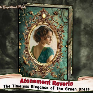 Espiazione Reverie - L'eleganza senza tempo del kit digitale Green Dress Junk Journal Journal Pages Download istantaneo TheGingerbreadPrints