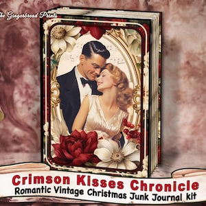 Kit de journal indésirable de Noël Crimson Kisses Chronicle, style victorien romantique, pages de journal indésirable, pages cartes, téléchargement immédiat TheGingerbreadPrints