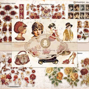 Kit stampabile La bellezza dei ruggenti anni '20, parte 3. Crea un diario in stile anni '20 pieno di bellissime immagini per il diario spazzatura TheGingerbreadPrints