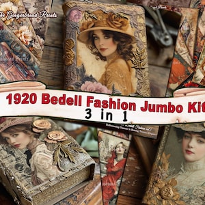 3 en 1 Jumbo kit 1920 Bedell Fashion - Redescubriendo el glamour en los locos años 20 Elegance Journal Imprimible Descarga instantánea TheGingerbreadPrints