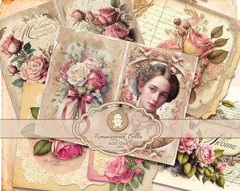 Renaissance Bella Add-on Printable Kit Journal Pages Bookmarks Post Cards Tags Stickers Collage sheets Junk Journal TheGingerbreadPrints