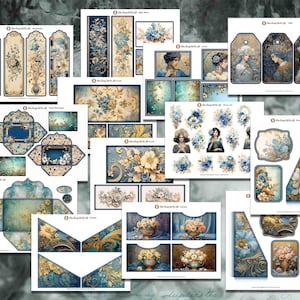 Blaue Schönheit Add-on Printable Kit Junk Journal Scrapbooking Bullet Journal Papierherstellung TheGingerbreadPrints