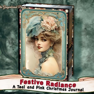 Festive Radiance - Un kit digitale del diario di Natale verde acqua e rosa Junk Journal / Journal Pages Cards Download istantaneo TheGingerbreadPrints