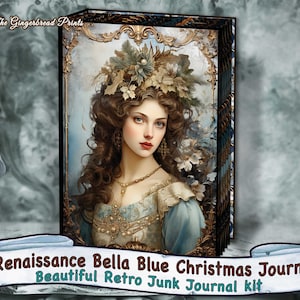 Kit stampabile per diario di Natale Bella Blu rinascimentale Download istantaneo da stampare per il mestiere di carta del diario spazzatura TheGingerbreadPrints