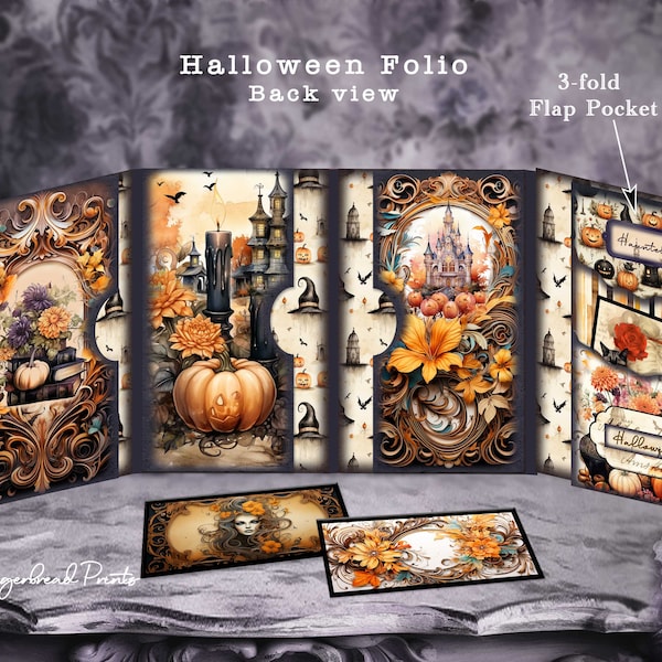 Halloween Folio Printable Kit Junk Journal Scrapbooking Bullet Journal Paper craft TheGingerbreadPrints