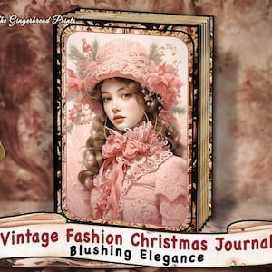 Eleganza arrossita: kit stampabile per diario natalizio di moda vintage Download istantaneo per lavoretti con la carta per diario spazzatura TheGingerbreadPrints