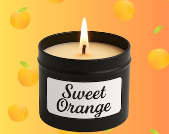 Vela de soja con aroma a naranja dulce / Aroma a cáscara de cítricos frescos / Vela vegana hecha a mano / Regalo refrescante de verano / Cera de soja natural