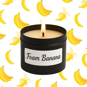 Foam Banana Soy Candle | Fruity Banana & Vanilla Scent | Fun Sweet Shop Gift | Handmade Vegan Friendly Candle