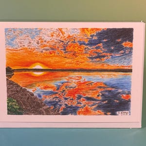 Lever du soleil à Nyanza - Carte d'art du Cap-Breton 5 x 7 | Carte de voeux de lever de soleil de la Nouvelle-Écosse | Papeterie nature maritime