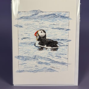 Macareux moine de l'île aux oiseaux – 5 x 7 cartes d'art du Cap-Breton | de voeux macareux | Art animalier côtier de la Nouvelle-Écosse