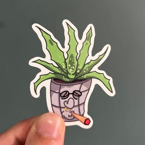 Cooler Kiffer Pflanzenaufkleber - Weed Blunt Smoking Blumentopf Aufkleber, wasserfestes Vinyl für 420 Liebhaber, Kiffer Geschenke, Potheads Serie Hippie Art