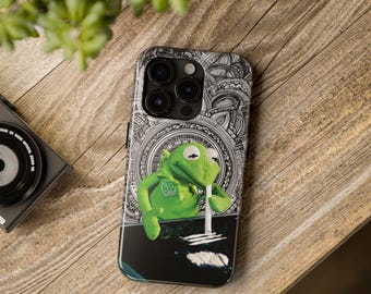 Kermit Doing Coke Funny Phone Case, Humorous Muppet Cover, Kermit the Frog, Cartoon Character, Vibrant Protective Shell, Cool Phone Case