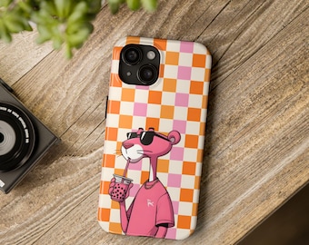 Pink Panther Checkered Tough Phone Case: Sleek Protective Cover