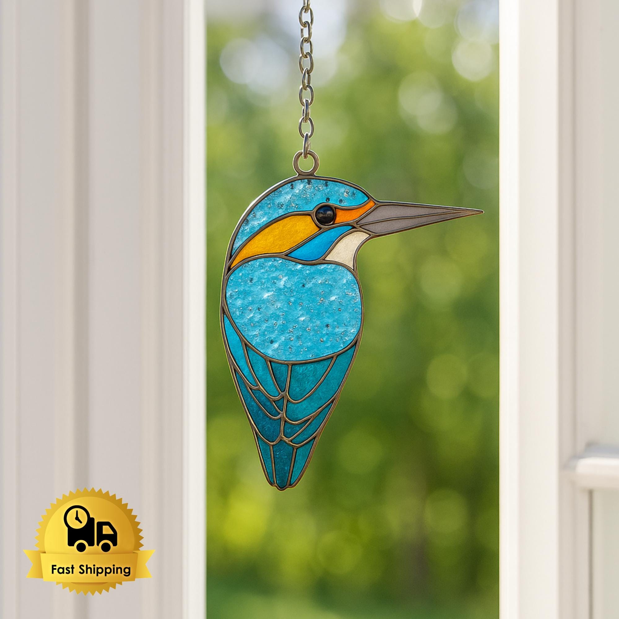 Kingfisher Acrylic Suncatcher, Kingfisher Window Hanging, Bird Acrylic Window Decor, Handmade Suncatcher, Gifts for Father, Mom