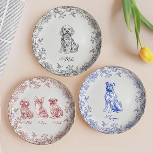Chien de races chinoises personnalisées toile de Jouy - porte-bijoux personnalisé, cadeau pour amoureux des chiens, porte-bijoux pour chien, porte-bidon chien papa chien maman